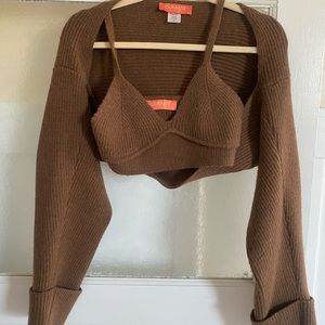 CURRENT shrug sweater set chocolate
